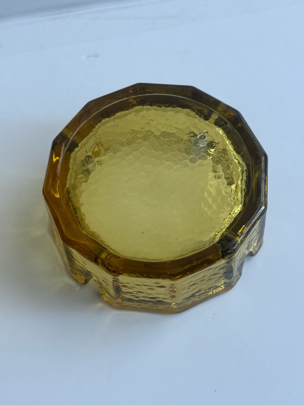 Vintage Blenko MCM Amber Art Glass Ashtray Mid Century Decor Pebbled 4 Notch Set - Picture 6 of 9